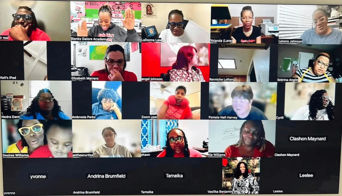 Creators on a live Content for Creators class on Zoom
